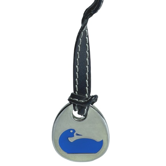 Dooney & Bourke Handbags - Dooney & Bourke Duck Logo Bag Charm Silver Tone Leather Strap